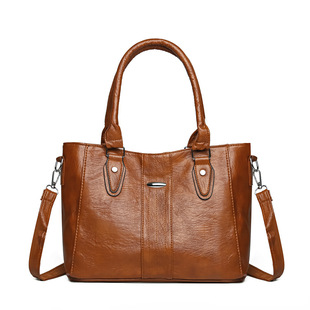 One‑shoulder polyurethane handbag, capacious handheld tote with detachable strap