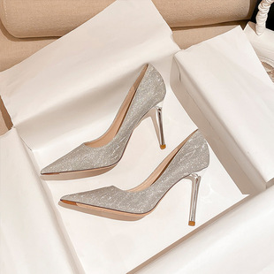 Champagne Gold silver High Heels Women's 2023 New Stiletto Shoes High-end Sense Niche Wedding Shoes Xiuhe Wedding Dress