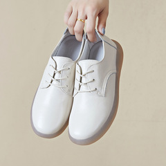 2023 Spring Model Top-Grade Calfskin New White Leather Shoes, Casual and Versatile, Cowhide Sole with Non-Slip and Comfortable Features, Maternity Shoes for Mothers