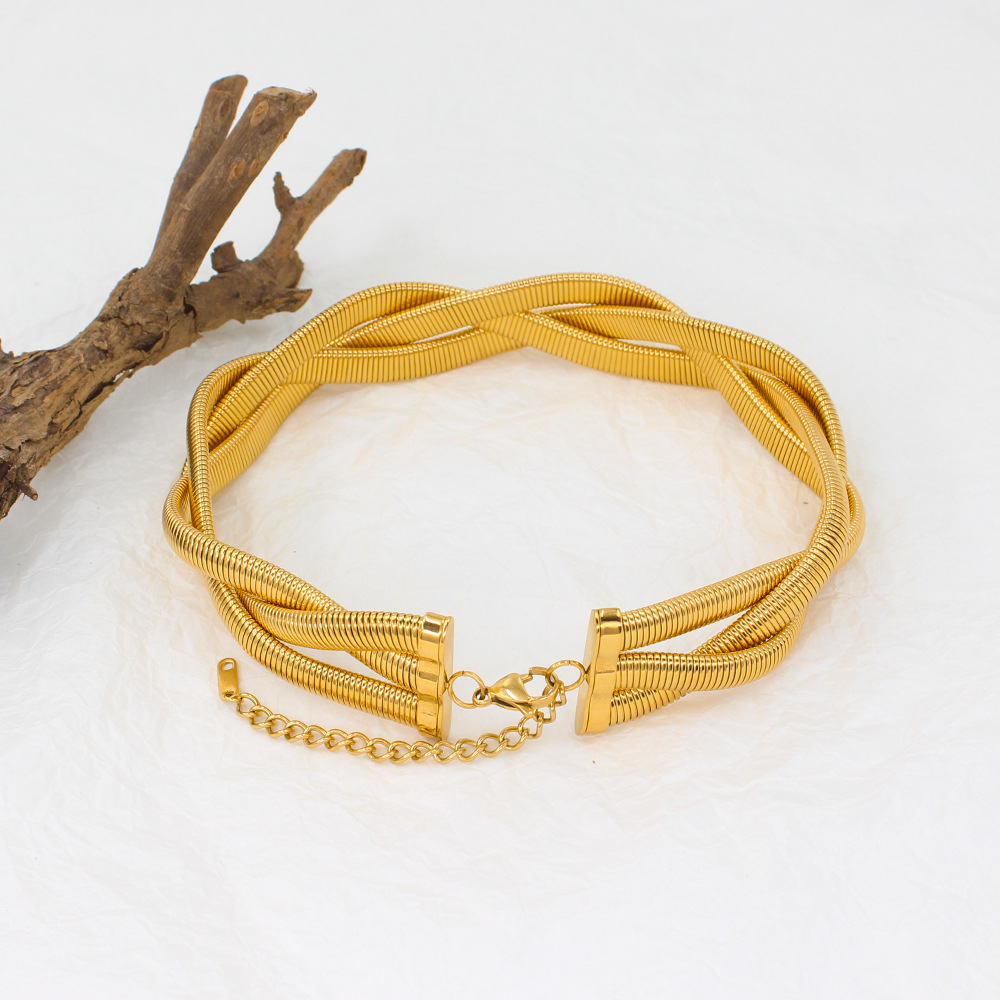 Street Occasion PVD Coated 18K Gold Real Gold Plated Geometric 304 Stainless Steel Classic Style Waterproof Non Tarnish 304 Stainless Steel Choker