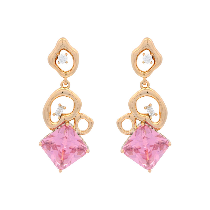 Xuping moda nueva elegancia ligera y lujosa serie de color Bao incrustado de zircón caramelo bordilla orejas para mujeres