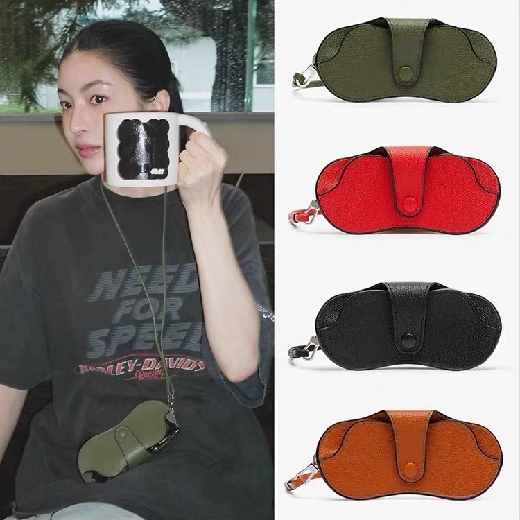 South Korea Internet Celebrity Same Leather Glasses Bag Neck Sunglasses Sunglasses Storage Bag Travel Glasses Portable Case