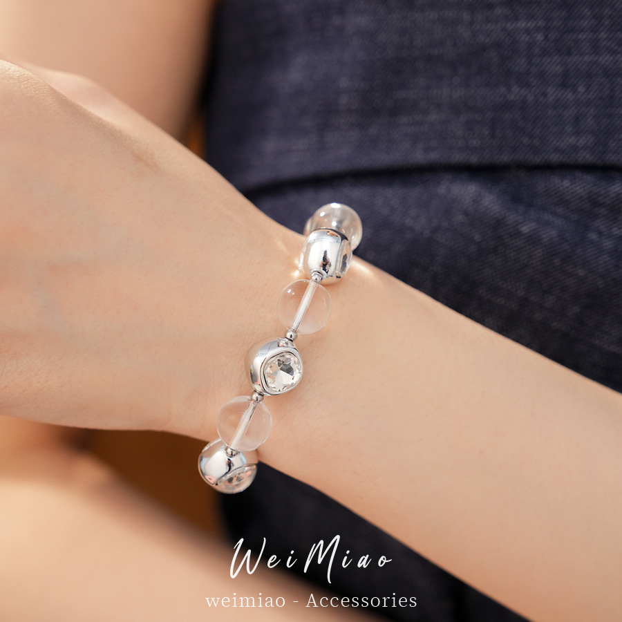 Collar redondo de cristal con cuentas de diamante ligero lujo nicho collar de clavícula estilo europeo y americano estilo de moda personalidad conjunto de joyería