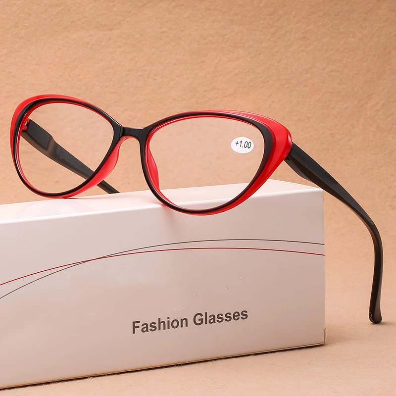 Cat-eye Reading Glasses, European Style, Unisex, Magnification +1.00–+4.00, Lightweight Frame