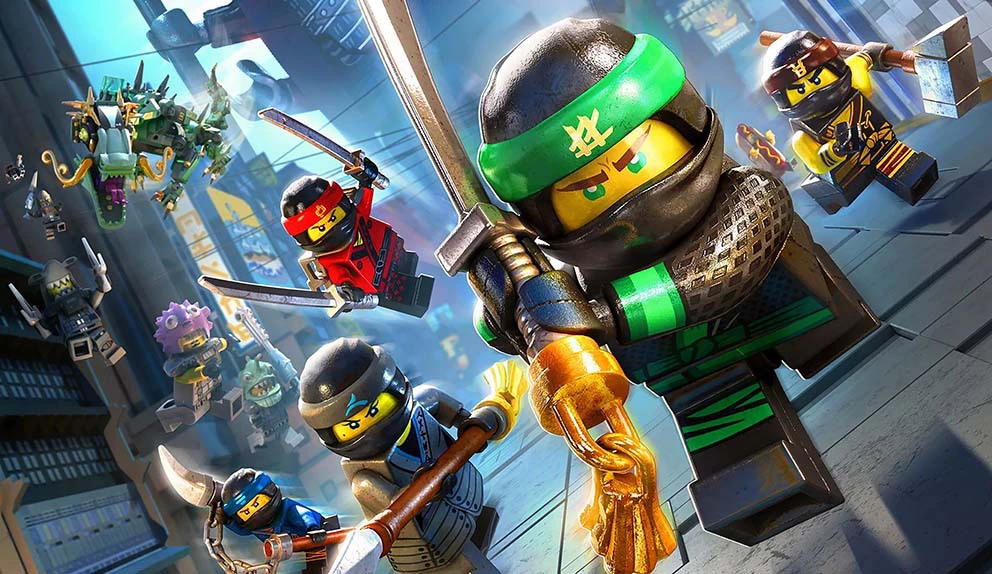 Фотозона (Lego Ninjago) баннер для праздника, тонкая ткань 150×100–300×300 см, разные цвета