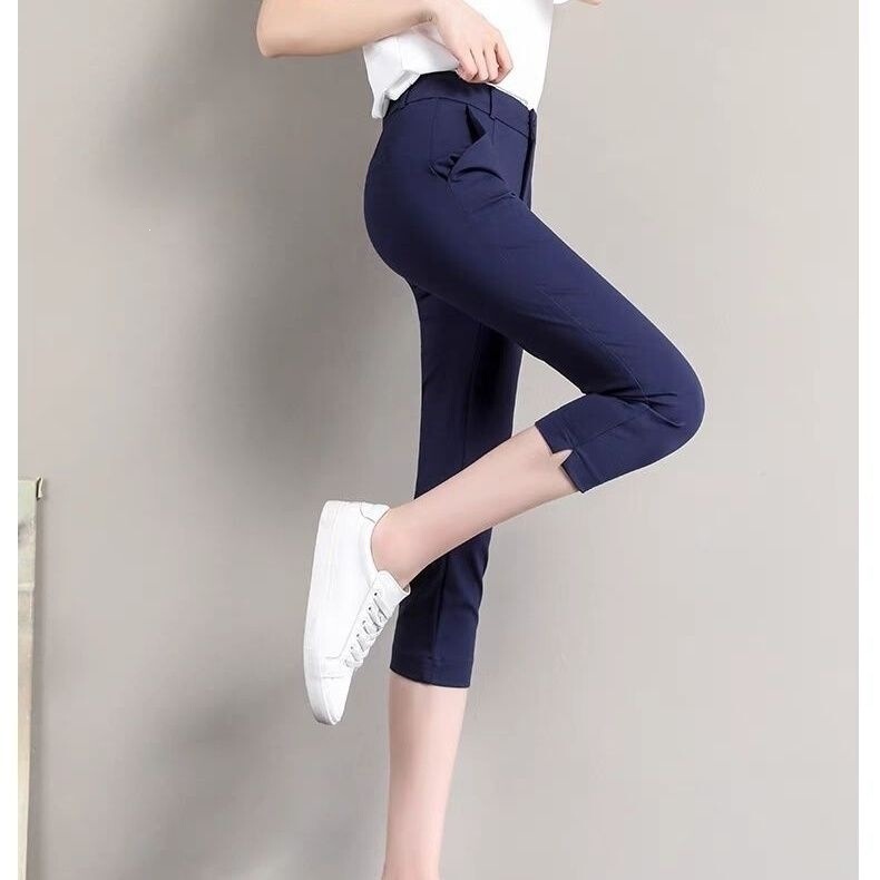 Women's Summer New Thin Cropped Pants, Korean Style High-Waisted Straight Loose Casual Shorts for Petite Women