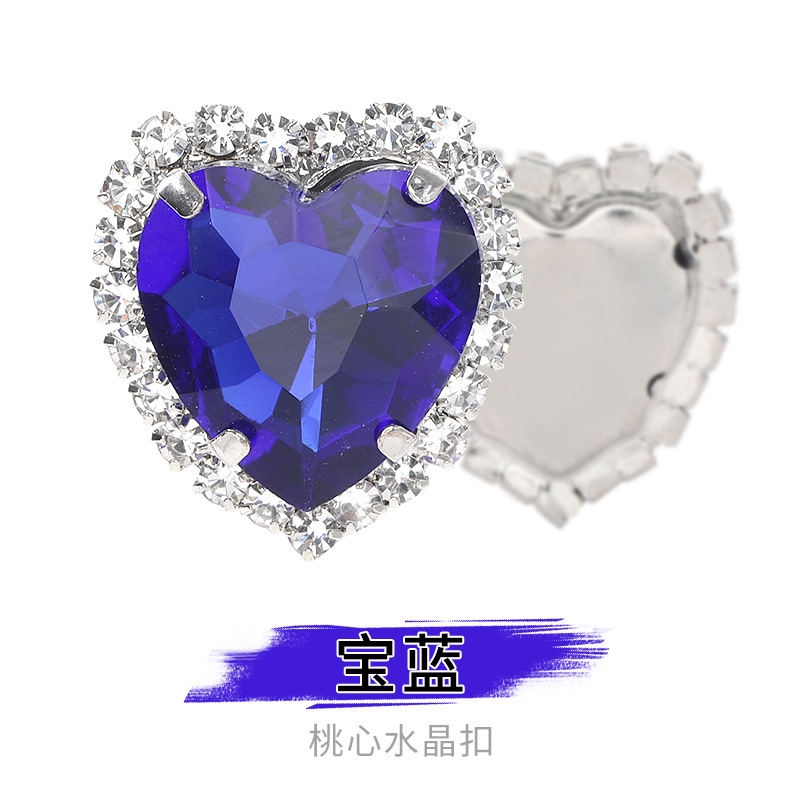 Perforación de garras de borde en forma de corazón transfronterizo Perforación artificial Perforación de diamantes cosidos a mano Adornos de zapatos Accesorios de joyería de ropa Hebilla de cristal de corazón de melocotón