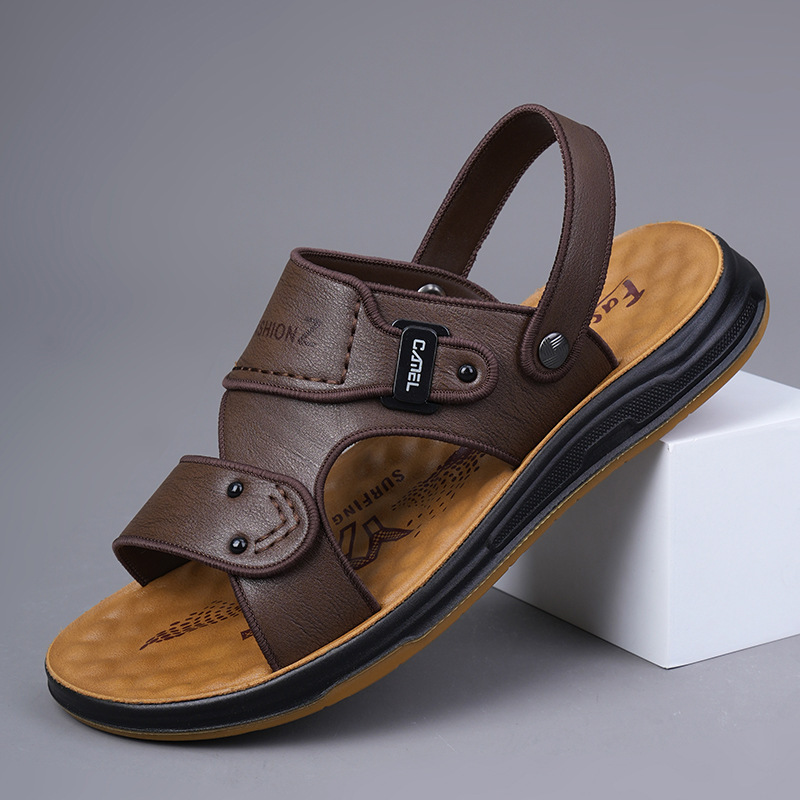 Men's Sandals, New Summer Style, Soft Leather Casual Beach Shoes, Non-Slip, Wear-Resistant, Rubber Sole, Men's Dual-Purpose Sandals and Slippers Men's Sandals, New Summer Style, Soft Leather Casual Beach Shoes, Non-Slip, Wear-Resistant, Rubber Sole, Men's Dual-Purpose Sandals and Slippers