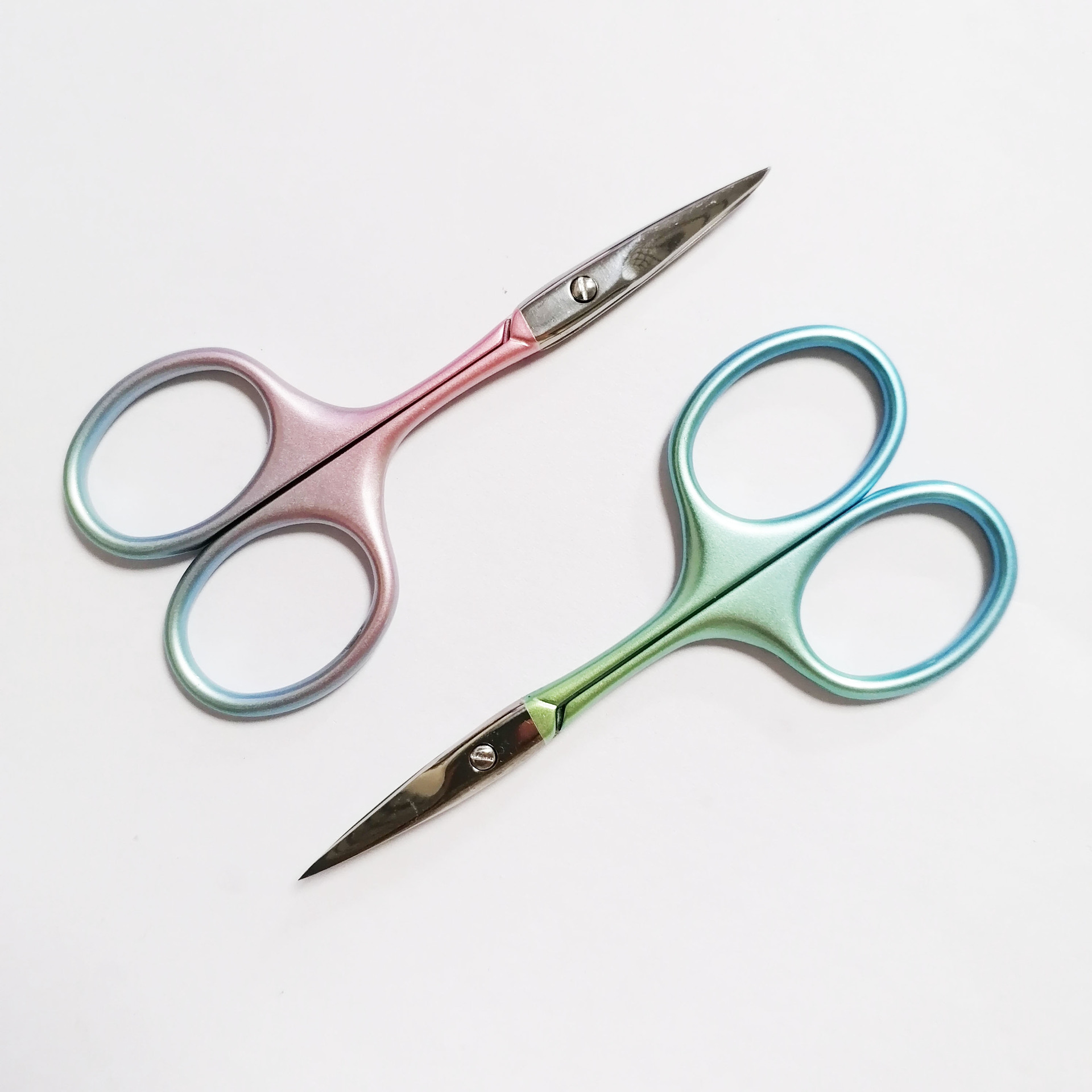 Stainless steel brow comb women's eyebrow shaping gradient color small scissors pointed brow groomer home beauty tool