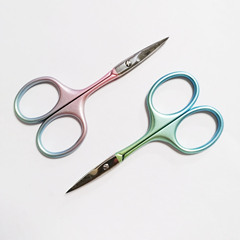 Stainless steel brow comb women's eyebrow shaping gradient color small scissors pointed brow groomer home beauty tool