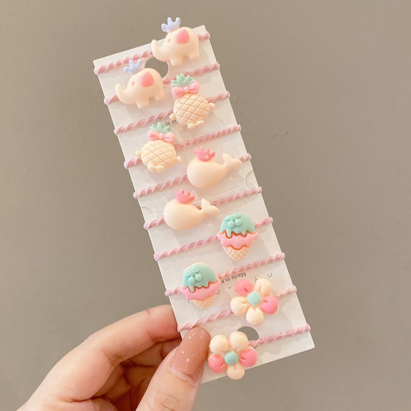 Pequeña niña pulgar anillo de pelo 2024 nueva mini flor dibujos animados no dañar cabello pequeño cabello de color dopamina adornos de cabello