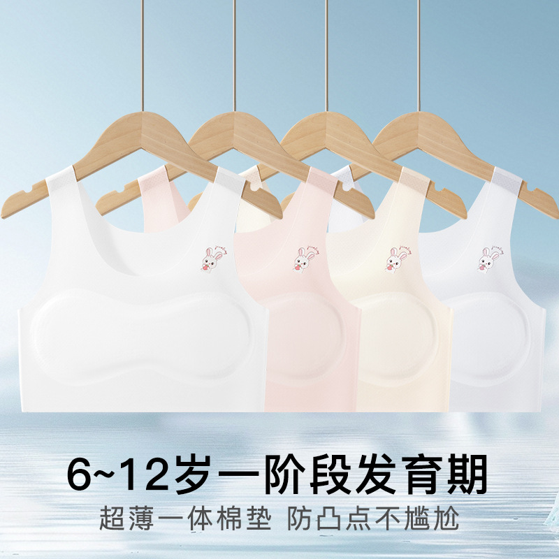 발달이 없는 아이스실크 여아 조끼 속옷 여성 7-16 세 초중등학교 학생 스포츠 안티 범프 걸스 브라