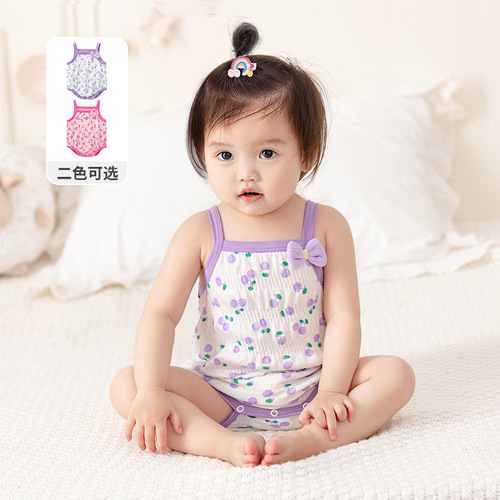 Baby Summer Sleeveless Jumpsuit Newborn Summer Clothes Thin Baby Suspender Clothes Children's Clothes 3183