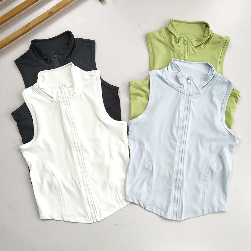 ジッパーベスト トレーニング スポーツベスト 新作 アウター ジム ランニング ヨガウェア トップス ノースリーブ Tシャツ 速乾|undefined