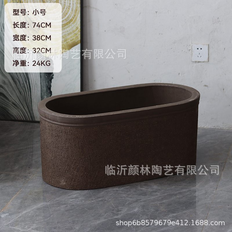 Cerámica gruesa arena púrpura elíptica rectangular pesebre patio árboles plantación de vegetales j gran maceta villa paisajismo maceta simple nórdica