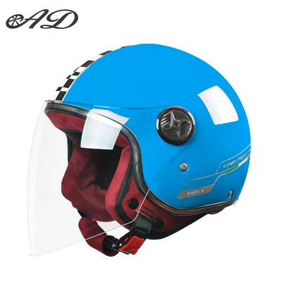 Helmet for Men and Women, Universal — Motosiklet kaskı (dəbilqə) - 3c-certification-harley-blue-anti-fog-long-mirror-thickened-suede-velvet-new-gb-class-a