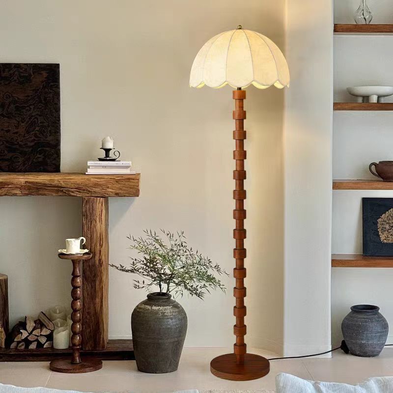 Living Room Floor Lamp, Chinese-Style Artistic Sofa Lamp, Atmospheric Solid Wood Study Room Bedroom Lamp, Vintage Style, Dimmable