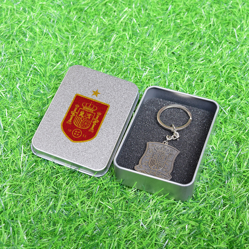 Club de fútbol insignia llavero Barcelona Real Madrid Manchester United AC Milan equipo militar tarjeta caja regalo