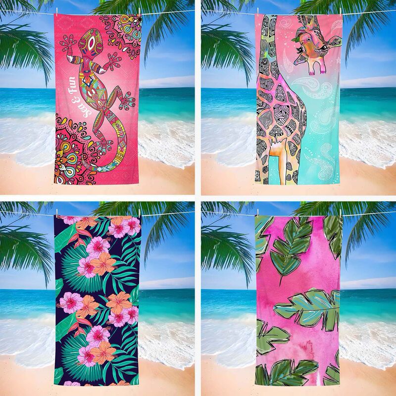 Microfiber Stripe Digital Printing Beach Towel Seaside Fashion Shawl Sitting Blanket Sweat Towel
