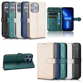适用苹果15ProMax波点纹手机壳iPhone14保护套SE插卡翻盖钱包皮套