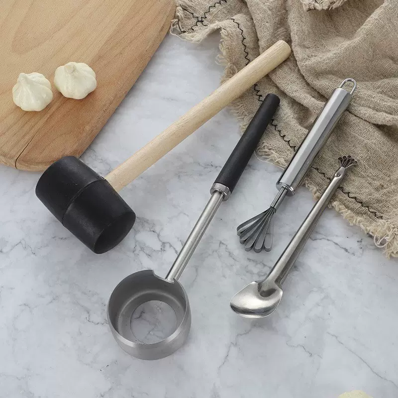 DIY不锈钢手动椰子开壳器家用开椰器厨房小工具椰肉刨丝刀批发