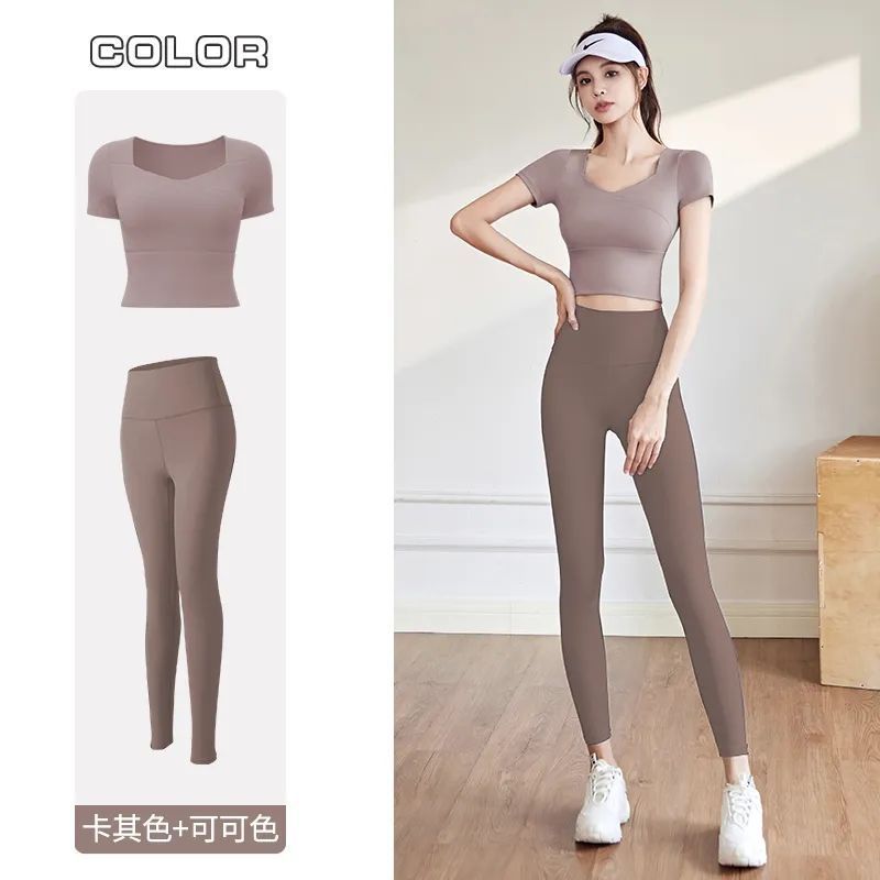 瑜伽服女套装套装女2025新款夏季专业跑步运动上衣普拉提训练健身|undefined