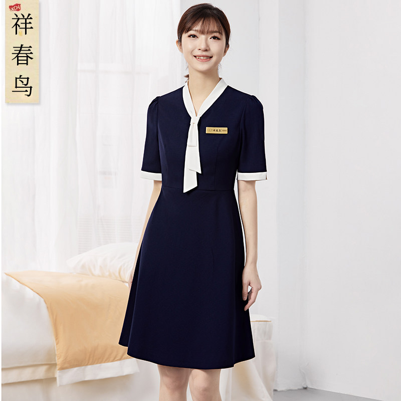 Xiangchun Niao High-End Light Medical Beauty Nurse Uniform Dress for Spring and Summer, Dental and Pharmacy Front Desk Reception Workwear