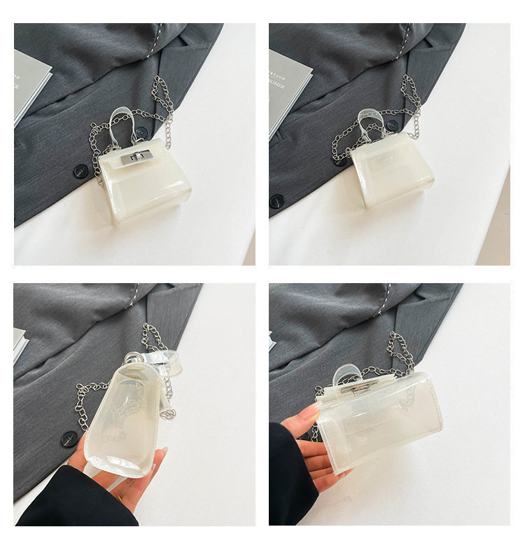 165g Weight Flip Cover, Lock clasp Closure Type Single Shoulder Strap, Top Handle Strap Type Casual Occasion PVC Material Solid Color Pattern All Seasons Season Women's Gender Streetwear Style Square Shape Small Size Women's Small PVC Solid Color Streetwear Square Flip Cover Lock Clasp 2