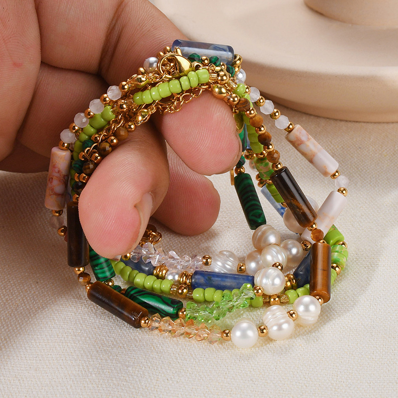 Holiday, Daily Occasion Simple Style Classic Style Round 304 Stainless Steel Natural Stone Wholesale Bracelets