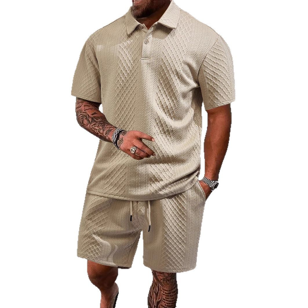Lässiges Herren-Sport-Polohemd mit Reverskragen, kurzärmelig, Jacquard-Muster, Sommerneu_voghion.com