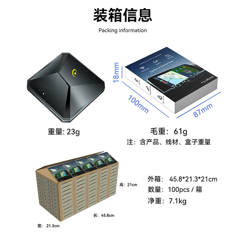 Hot -selling CarPlay Box Android Auto Motor Interconnection Conversion Box Smart Car Carplay Transit