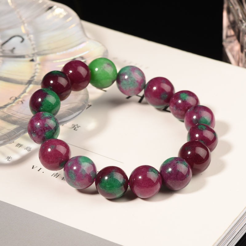 智贝主图_2天然水晶红绿宝手链红宝石单圈手串男女款首饰品玉