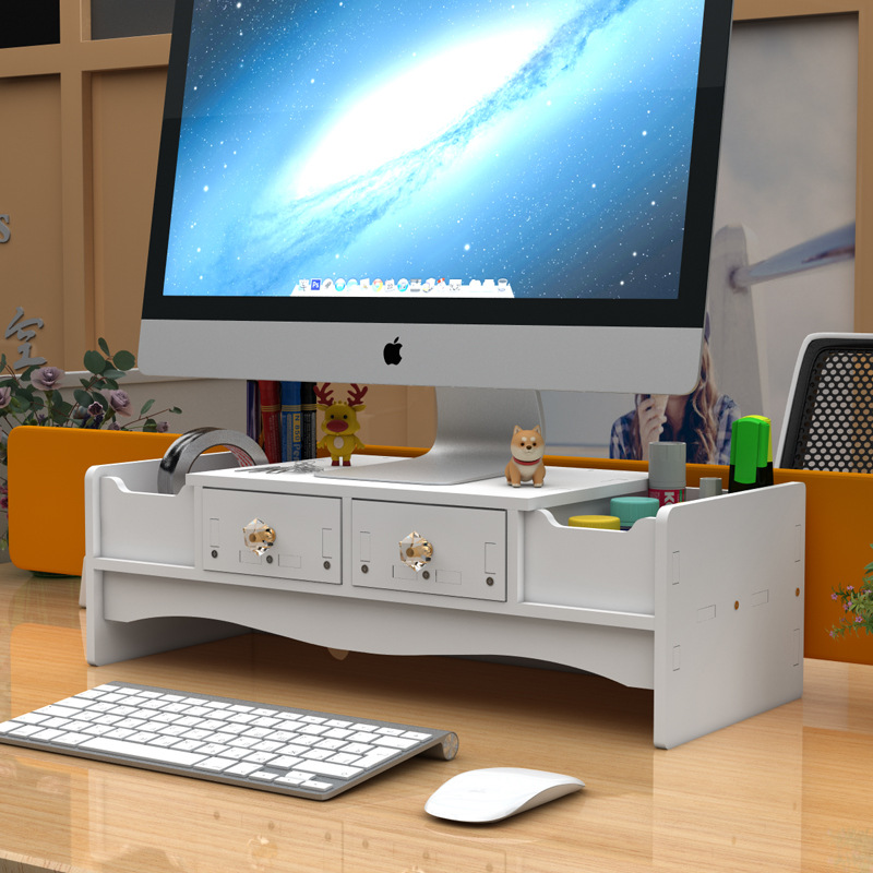 Monitor de la computadora estante elevado Pantalla de escritorio estante elevado Escritorio de oficina estante levantado organizador de almacenamiento