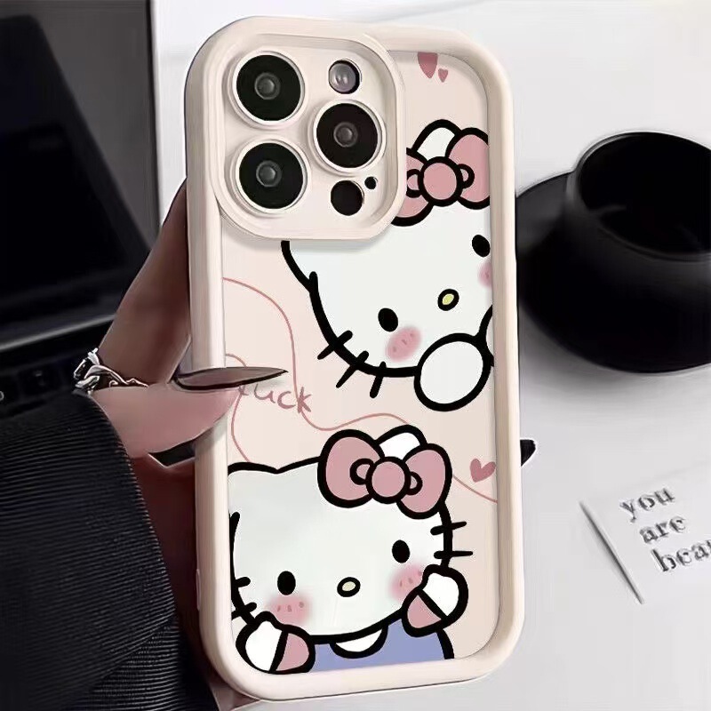 Cute Hello Kitty Suitable for Apple 16 Phone Case iPhone 15 Pro Max Anti-Drop Soft Case 13 New Model 17 Cartoon