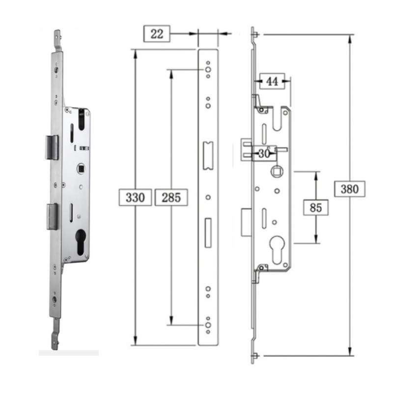 佳固3085断橋アルミ指紋鎖専用双活双快鎖体ステンレス4085双フック多点鎖体|undefined