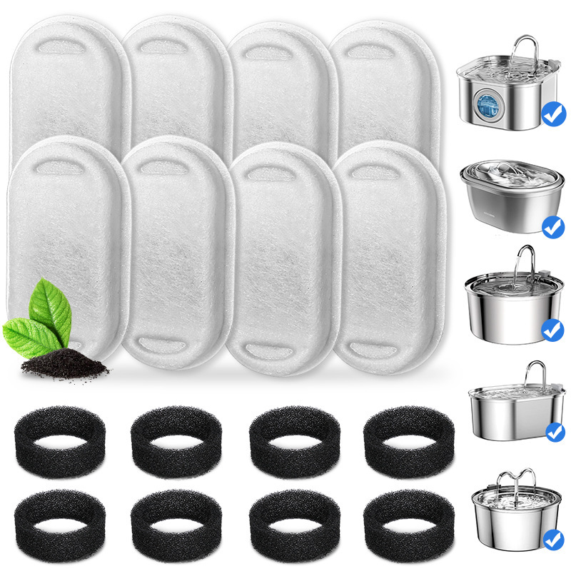 Filtro de agua para mascotas, filtro de agua para gatos, filtro de cabello de algodón de filtro multifiltro, se puede adaptar a una variedad de carbón activado