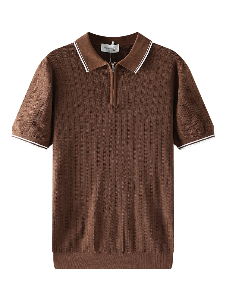 Camisas de polo de hielo de alta calidad con cremallera, camisetas de polo de hombre de manga corta, negocios casuales, camisetas de cuello para hombres