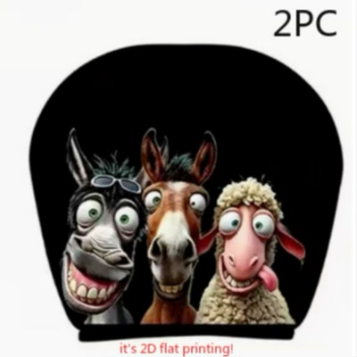 Funny Print, "Laugh Until Your Stomach | Sürətlər qutusu və əl tormozu başlıqları - donkey-horse-and-sheep-three-troublemakers-2-pack