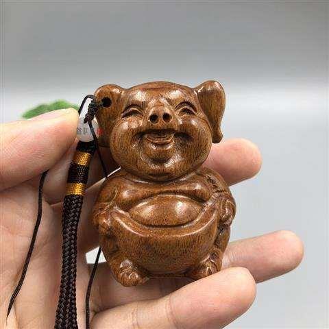 沈水ラオス黄花梨木雕手件文游胡桃手串十二生肖豚ストラップ置物牛|undefined