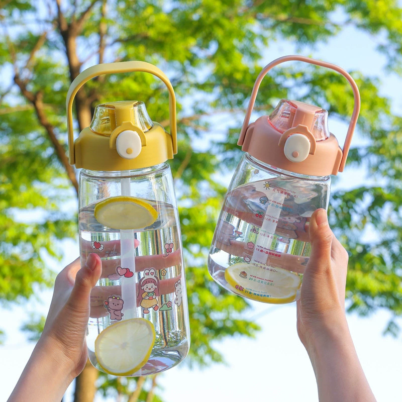 Capacious handheld glass for students, sports plastic teapot