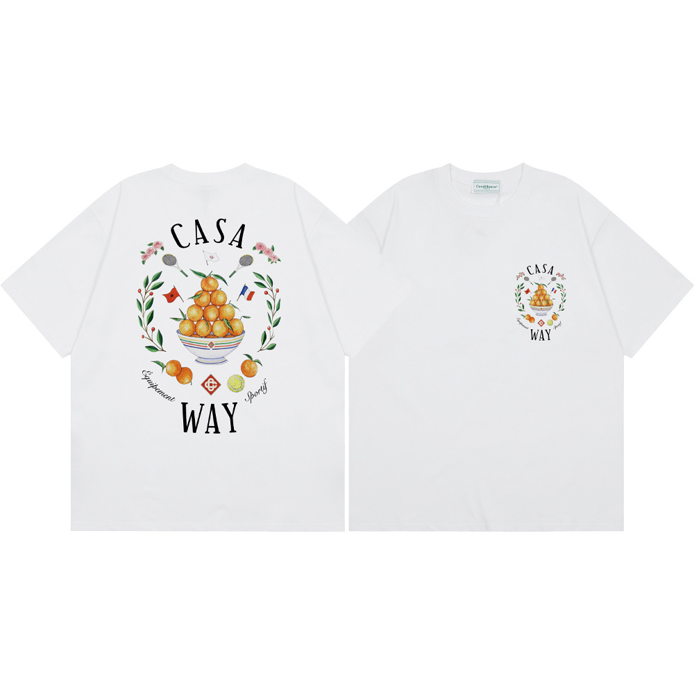 Transfronterizo 2024 primavera y verano nuevo estilo Casablanca Casablanca LOGO estampado hombres y mujeres camiseta suelta de manga corta