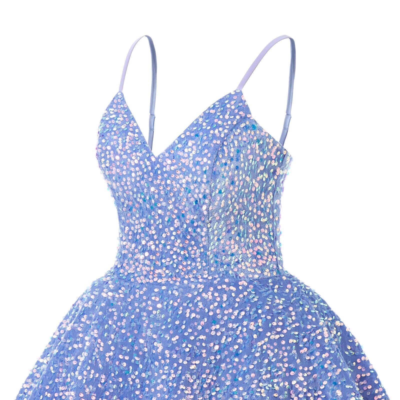 Vestido de noche de lentejuelas azul nuevo vestido corto de tirantes transfronterizo temperamento vestido de fiesta de cumpleaños de alta gama de nicho image 4