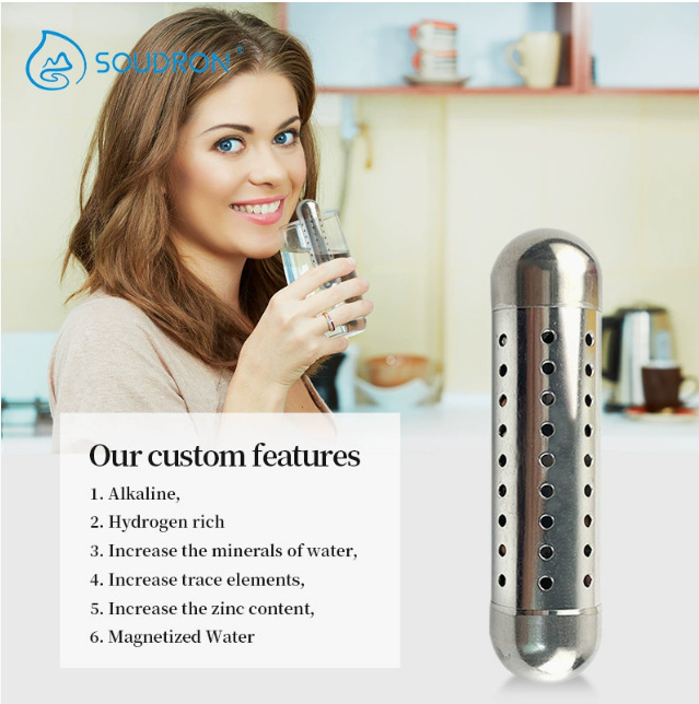 跨境短款含锌富氢碱性水棒矿物质不锈钢弱碱性过滤水棒电商
