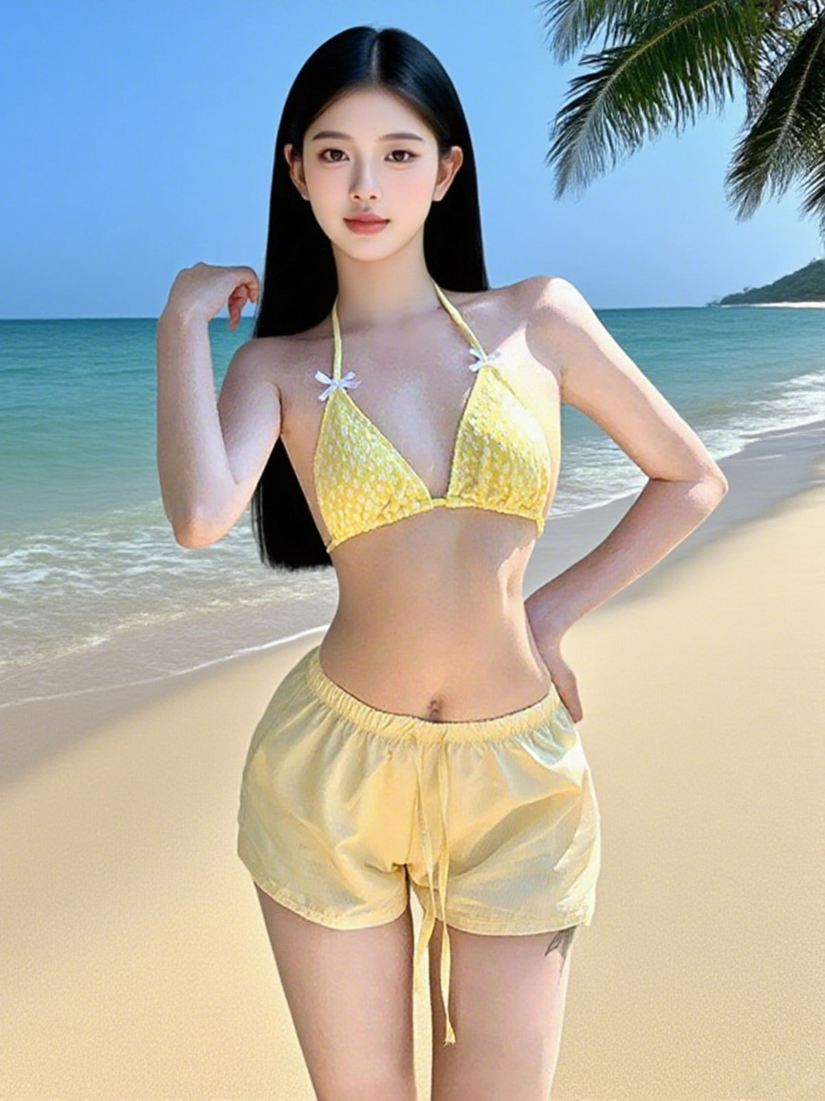 Trajes de baño para mujeres 2025 verano nuevo estilo coreano bikini tailandés dulce chica caliente vacaciones trajes de baño delgado camisa de mangas largas