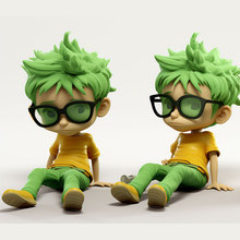 盲盒公仔定制桌面摆件绿发眼镜学识少年卡通挂件PVC玩具潮流盲盒