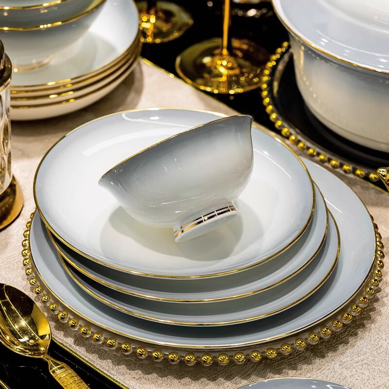 Jingdezhen Ceramic Household 2024 Gradient Gray High-End Dishes and Plates Set Housewarming Gift Rice Bowl New Tableware Jingdezhen Ceramic Household 2024 Gradient Gray High-End Dishes and Plates Set Housewarming Gift Rice Bowl New Tableware