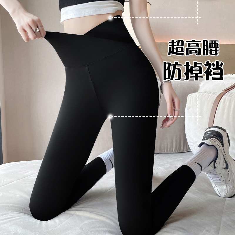 Shark Pants Nine-Point Large Size Outer Wear Barbie Leggings Cross High Waist Tummy Control Butt Lift Wholesale Leggings for Women Spring and Summer