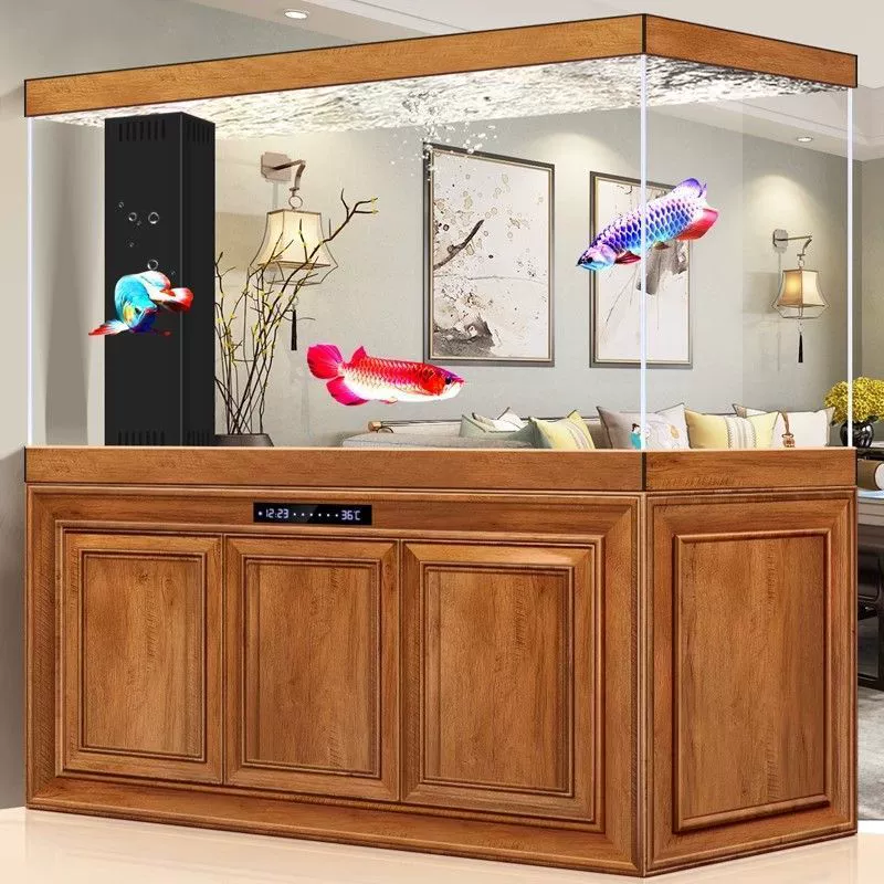 Нижний фильтр аквариум аквариум китайский стиль дома гостиная супер белое стекло без смены воды офис напольный дракон аквариум новый стиль