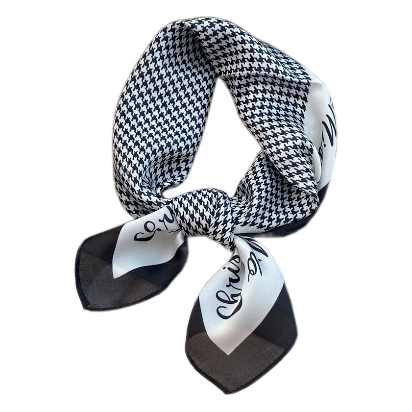 53cm Silk Scarf Small Square Scarf for Women Versatile Spring & Fall Thin Fashionable Style Decorative Scarf Professional Stewardess Korean Scarf