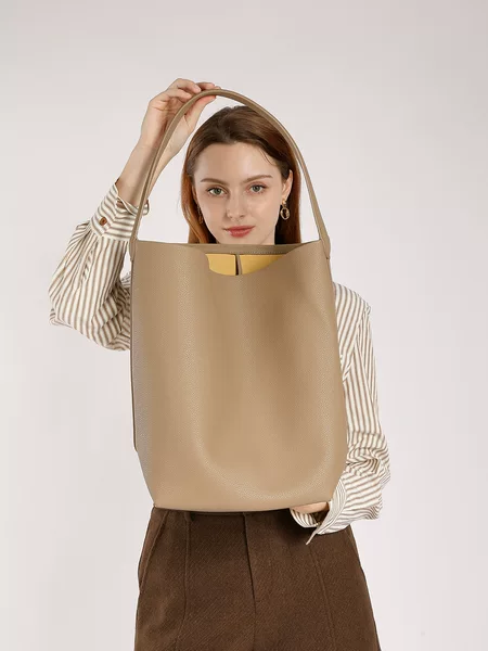 Hot-Selling Women's Underarm Shoulder Bag, High-End Commuter Tote Bag, Large Capacity Women's Bag, Genuine Leather Bucket Bag